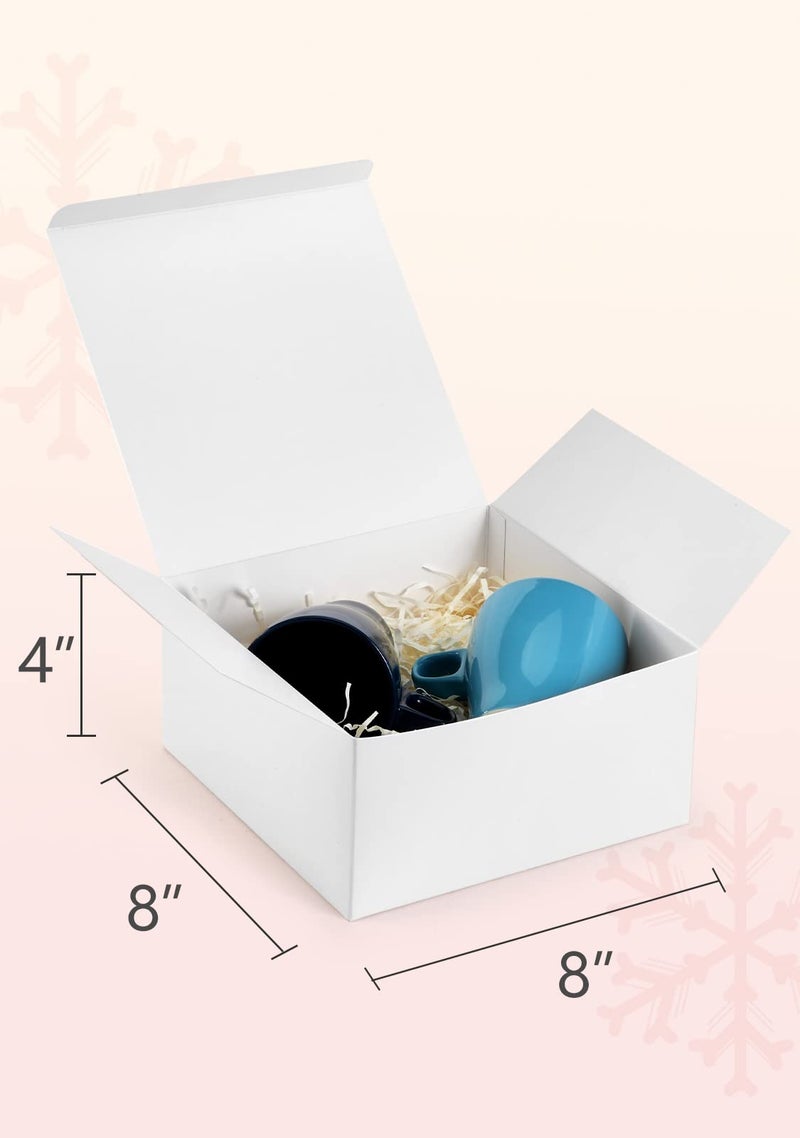 ValBox 8x8x4 Inches Gift Boxes 12 PCS White Paper Gift Boxes with Lids for Gifts, Wedding Present, Bridesmaid Proposal Box, Birthday Party Favor, Easy Assemble Box with 66ft Twine - Image 2